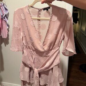 Fashion Nova Blush Polka Dot Sheer romper